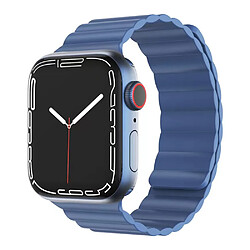 Bracelet en silicone MUTURAL sangles réglables, anti-sueur, magnétique, bleu pour votre Apple Watch Series 7 45mm/6/5/4/SE 44mm/3/2/1 42mm