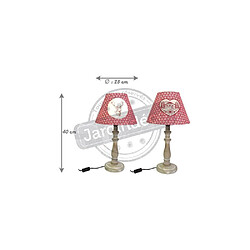 Aubry Gaspard Lampe à poser en bois et coton rouge (Lot de 2).