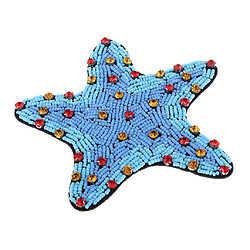 Appliques en forme d'étoiles de broderie perlée bleue cousent sur des patchs 8x8cm