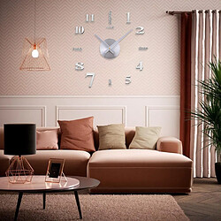 Autocollant 3D Minimaliste Horloge Murale Chambre Restaurant Salle De Bains Décor Artisanat Argent pas cher