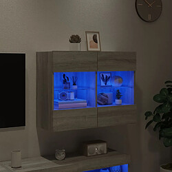 Avis vidaXL Meuble TV mural avec lumières LED sonoma gris 78,5x30x60,5 cm