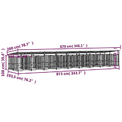 vidaXL Chenil d'extérieur avec toit pour chiens Acier 16,89 m² pas cher
