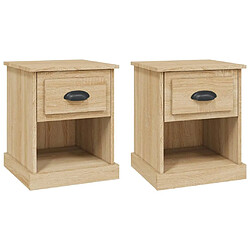 Maison Chic Lot de 2 Tables de chevet - Tables de Nuit chêne sonoma 39x39x47,5cm bois ingénierie