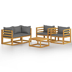 Maison Chic Salon de jardin 5 pcs - Table et chaises d'extérieur - Mobilier/Meubles de jardin Moderne avec coussin Bois d'acacia solide -MN43824