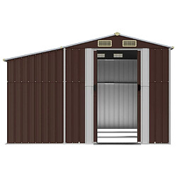 Avis Helloshop26 Abri de jardin cabane cabanon maison de stockage remise extérieur hangar outils robuste 277 x 279 x 179 cm acier galvanisé marron 02_0022284