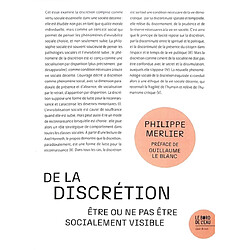 De la discrétion : être ou ne pas être socialement visible - Occasion