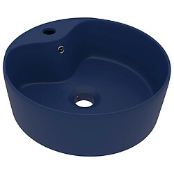 vidaXL Lavabo de luxe avec trop-plein Bleu foncé mat 36x13cm Céramique