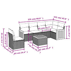 vidaXL Salon de jardin avec coussins 7 pcs beige résine tressée pas cher