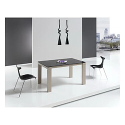 Inside 75 Table repas extensible ARMONIA 8 couverts 140/210x90cm pieds beiges plateau céramique noir