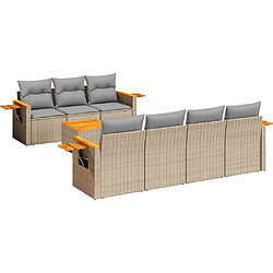 vidaXL Salon de jardin avec coussins 8 pcs beige résine tressée