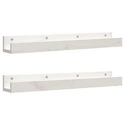 vidaXL Étagères murales 2 pcs Blanc 80x12x9 cm Bois de pin massif