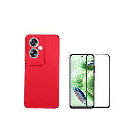 Kit de film en verre trempé de la couverture de 5D + couvercle de silicone liquide Phonecare pour Oppo A79 5G - rouge