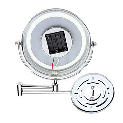 Universal Miroir de maquillage 7''avec lumière LED 5x agrandissement télescopique 2 murs de salle de bains miroir de maquillage(Argent) pas cher