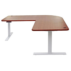 Avis Decoshop26 Bureau d'angle table d'ordinateur réglable en hauteur électriquement 178 x 178 cm HDF naturel pieds acier gris 04_0006028