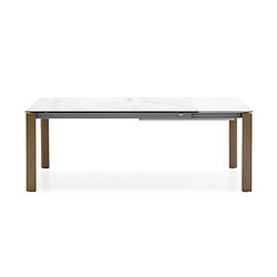 Inside 75 Table extensible 10 couverts EMINENCE 260 cm pieds noyer plateau céramique blanc