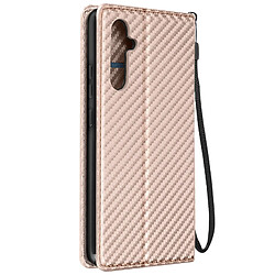 Avizar Etui pour Galaxy A34 5G Effet Carbone Portefeuille Support vidéo Rose gold