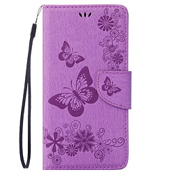 Wewoo Housse Étui Violet pour Motorola Moto G 4e génération Plus Fleurs pressées Butterfly Pattern en cuir avec support & Slots de cartes Portefeuille