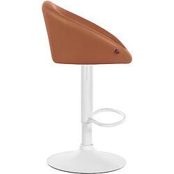 Acheter Decoshop26 Tabouret de bar assise pivotante à 360° hauteur réglable en PVC marron piètement en métal blanc 10_0004772