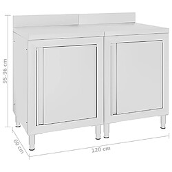 Helloshop26 Table de travail commerciale avec armoire 120 x 60 x 96 cm acier inoxydable 02_0001900 pas cher