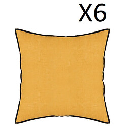 Pegane Lot de 6 coussin décoratif déhoussable en lin et coton ocre - Longueur 45 x Profondeur 12 x Hauteur 45 cm