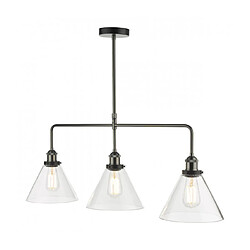 Luminaire Center Suspension Ray Nickel antique,verre 3 ampoules 3,3cm