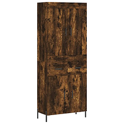 vidaXL Buffet haut Chêne fumé 69,5x34x180 cm Bois d'ingénierie