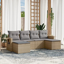 Maison Chic Salon de jardin avec coussins 6 pcs, Ensemble Tables et chaises de jardin, beige résine tressée -GKD371410