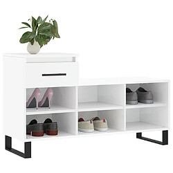 Avis Maison Chic Armoire à chaussure,Meuble à Chaussures Blanc brillant 102x36x60 cm Bois ingénierie -MN35717