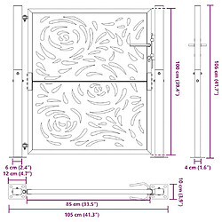 vidaXL Portail de jardin noir 105x105 cm acier conception de flamme pas cher