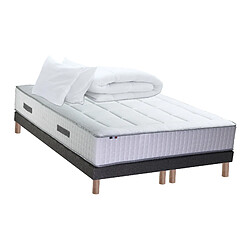 Idliterie Ensemble Matelas Ressort 7 zones + Mémoire de forme + Sommier + couette + oreillers BELLAGIO 2 Fabriqué en France