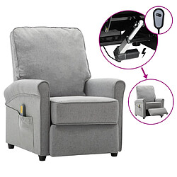 vidaXL Fauteuil électrique de massage Gris clair Tissu