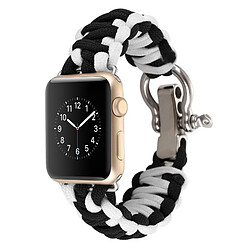 Avizar Bracelet Apple Watch 42 et 44 mm Cordon noué en Nylon - Noir et Blanc