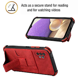 Coque en TPU + PU anti-chute, avec béquille, porte-cartes rouge pour votre Samsung Galaxy A32 5G