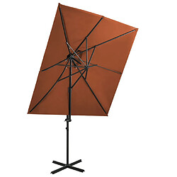 vidaXL Parasol déporté à double toit Terre cuite 250x250 cm