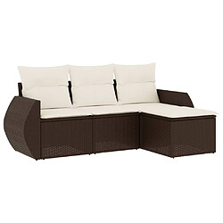 vidaXL Salon de jardin 4 pcs avec coussins marron résine tressée