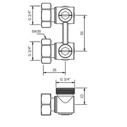 Basic Vanne de raccordement angulaire avec cônes 3/4x3/4 (C093100402)