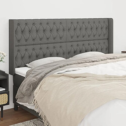 Maison Chic Tête de lit scandinave avec oreilles,meuble de chambre Gris foncé 183x16x118/128 cm Tissu -MN52743