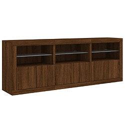 Maison Chic Commode Buffet - Meuble de rangement avec lumières LED chêne marron 181,5x37x67 cm -GKD48201 pas cher