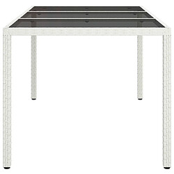 Avis vidaXL Table de jardin 150x90x75 cm Verre trempé/résine tressée Blanc