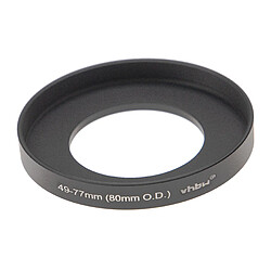 vhbw Bague d'adaptation de filtre Step-Up de 49 mm vers 77 mm compatible avec boîte mate (matte box) 80 mm O.D. - Adaptateur, aluminium, noir-mat