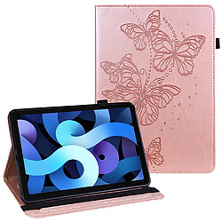 Etui en PU motif papillons avec porte-cartes or rose pour votre Apple iPad 9.7 pouces (2018)/(2017)/iPad Air 2/iPad Air (2013)