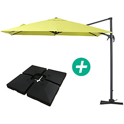 Habitat Et Jardin Parasol jardin déporté Alu Sun 3 - Carré - 3 x 3 m - Vert - Dalles incluses