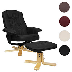 Mendler Fauteuil relax /de relaxation M56 avec pouf, simili-cuir, noir