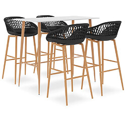 vidaXL Ensemble de bar 5 pcs Blanc et noir