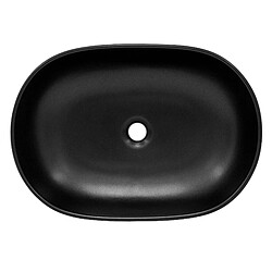 ML-Design Lavabo á poser en céramique noir moderne avec garniture de vidage 600x425x125 mm