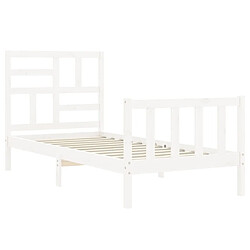 Acheter Vidaxl Cadre de lit avec tête de lit blanc simple bois massif