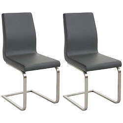 Decoshop26 Lot de 2 chaises de salle à manger cuisine salle d'attente en PVC gris et pied en forme luge acier inoxydable 10_0001597