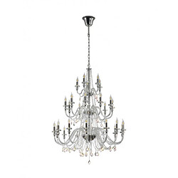 Luminaire Center Grand Chandelier 29 ampoules Cristal k9 Chrome poli