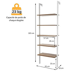 Avis Helloshop26 Etagère echelle en MDF avec 5 niveaux etagère de rangement or et blanc 20_0005804