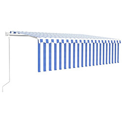 Maison Chic Auvent automatique | Store banne extérieur | Marquise store capteur de vent/LED 5x3m Bleu et blanc -MN67139